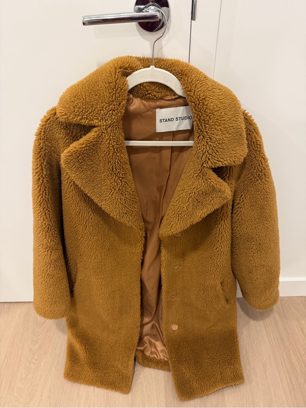 Stand Studio Women's Teddy Coat in Camel